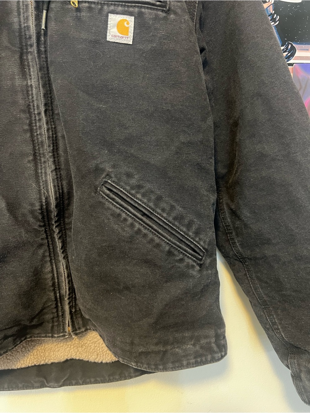 Carhartt Black Hooded Sherpa-Lined Field Jacket - Picture 5 of 10